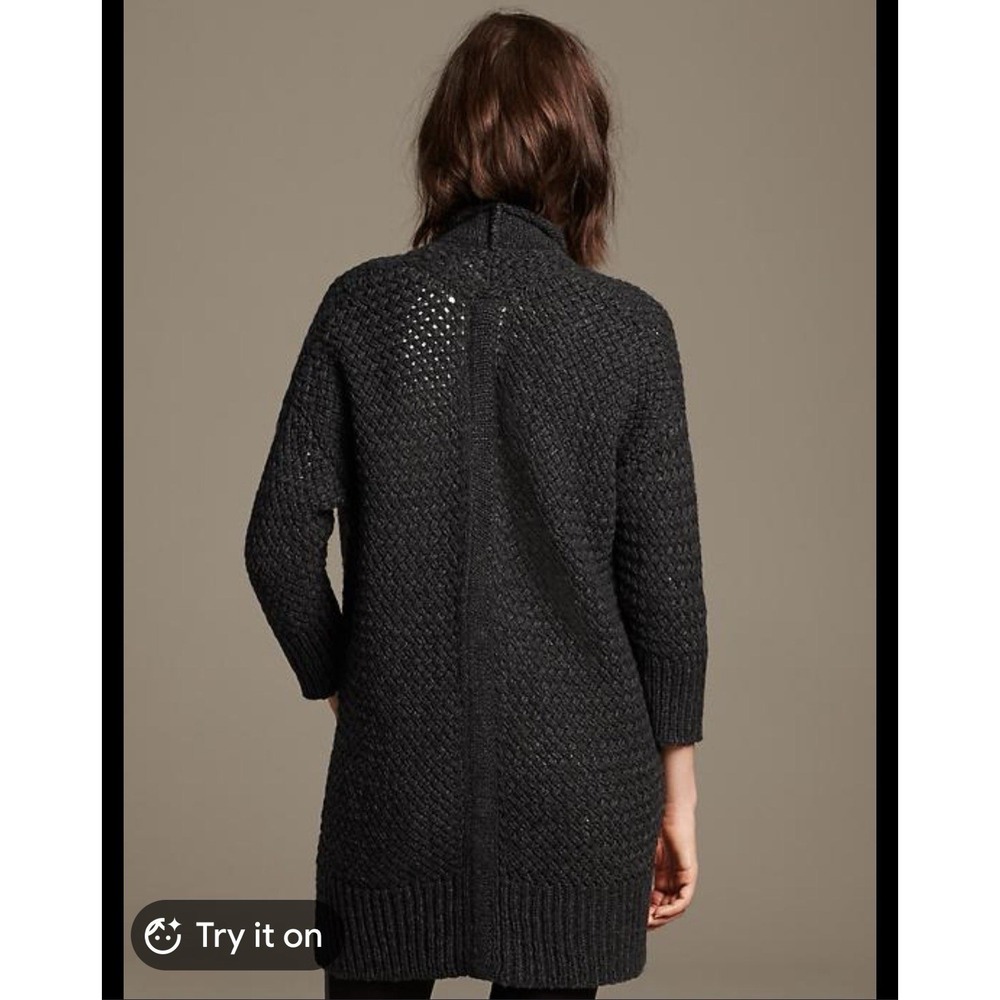 Banana Republic Textured Cocoon Long Cardigan Sweater Gray Wool Blend Size S NWT - Picture 2 of 12